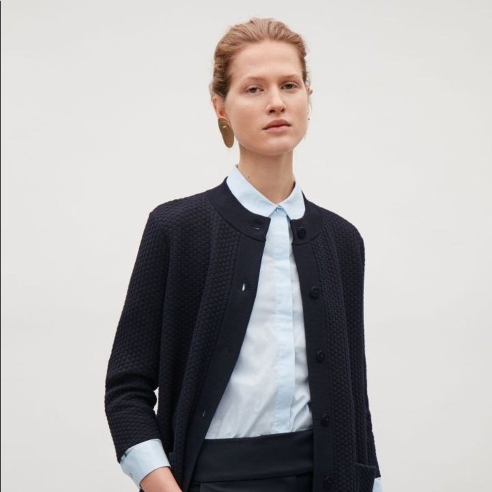 COS Textured Navy Blue Cardigan
